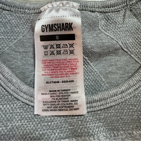 Gymshark Seamless Sports Long Sleeve Crop Top, Heather Gray, Size Small - Picture 5 of 9